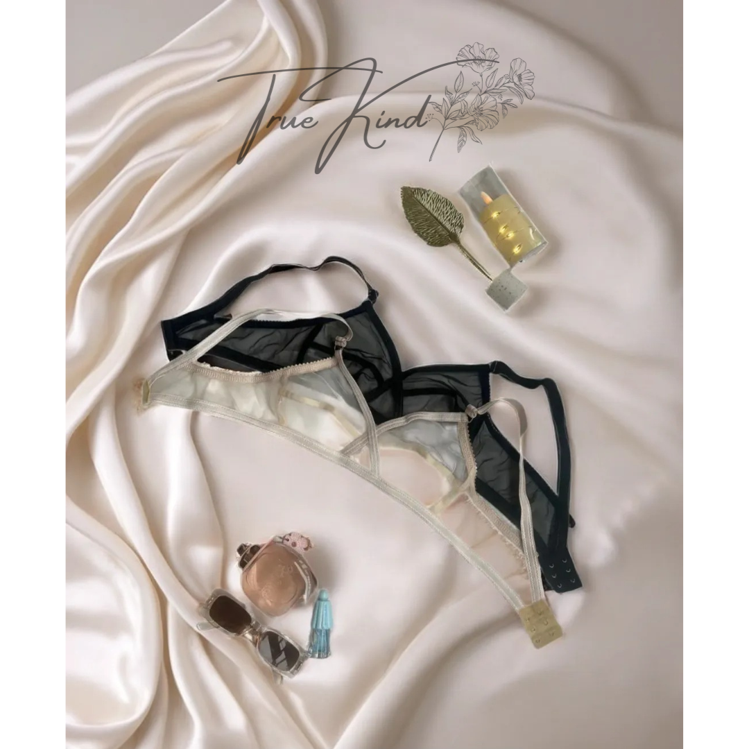 Truekind® Pack of 2 Non-Padded & Non-Wired Cotton Full Cover Full Net Transparent Bra 🎁