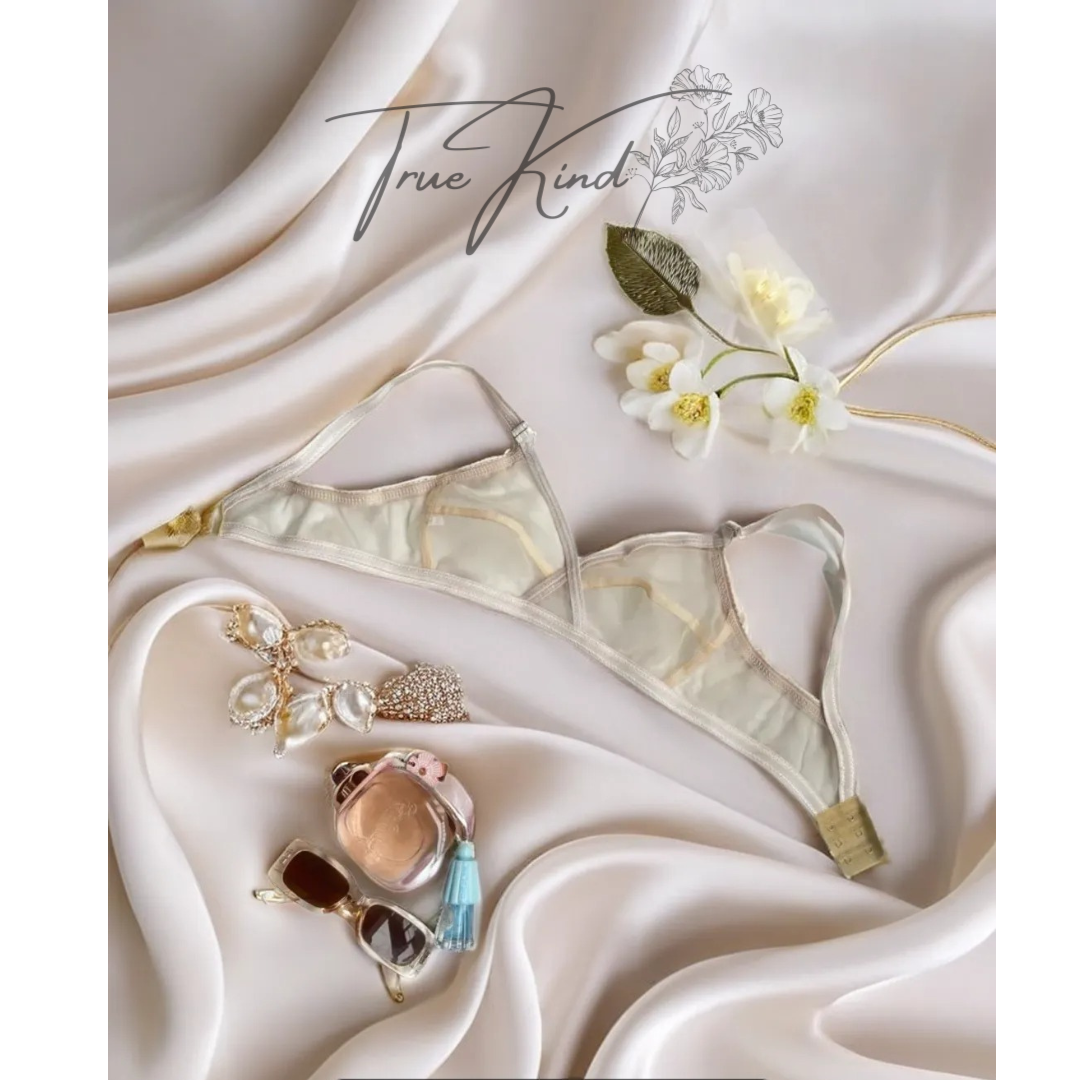 Truekind® Pack of 2 Non-Padded & Non-Wired Cotton Full Cover Full Net Transparent Bra 🎁