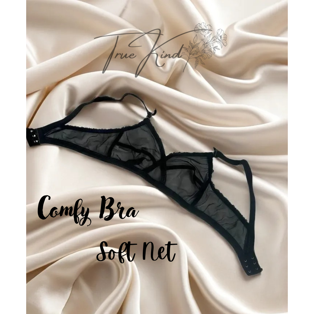 Truekind® Pack of 2 Non-Padded & Non-Wired Cotton Full Cover Full Net Transparent Bra 🎁