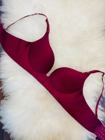 Truekind® Imported Seamless Padded Push-up Bra - Maroon Edition 🎁