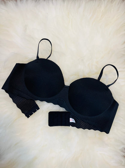 Truekind® Imported Seamless Floral Pattern Padded Bra – Black Edition 🎁