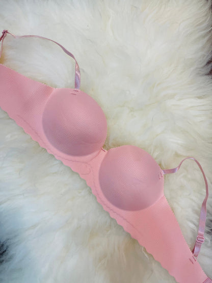 Truekind® Imported Seamless Floral Pattern Padded Bra – Pink Edition 🎁