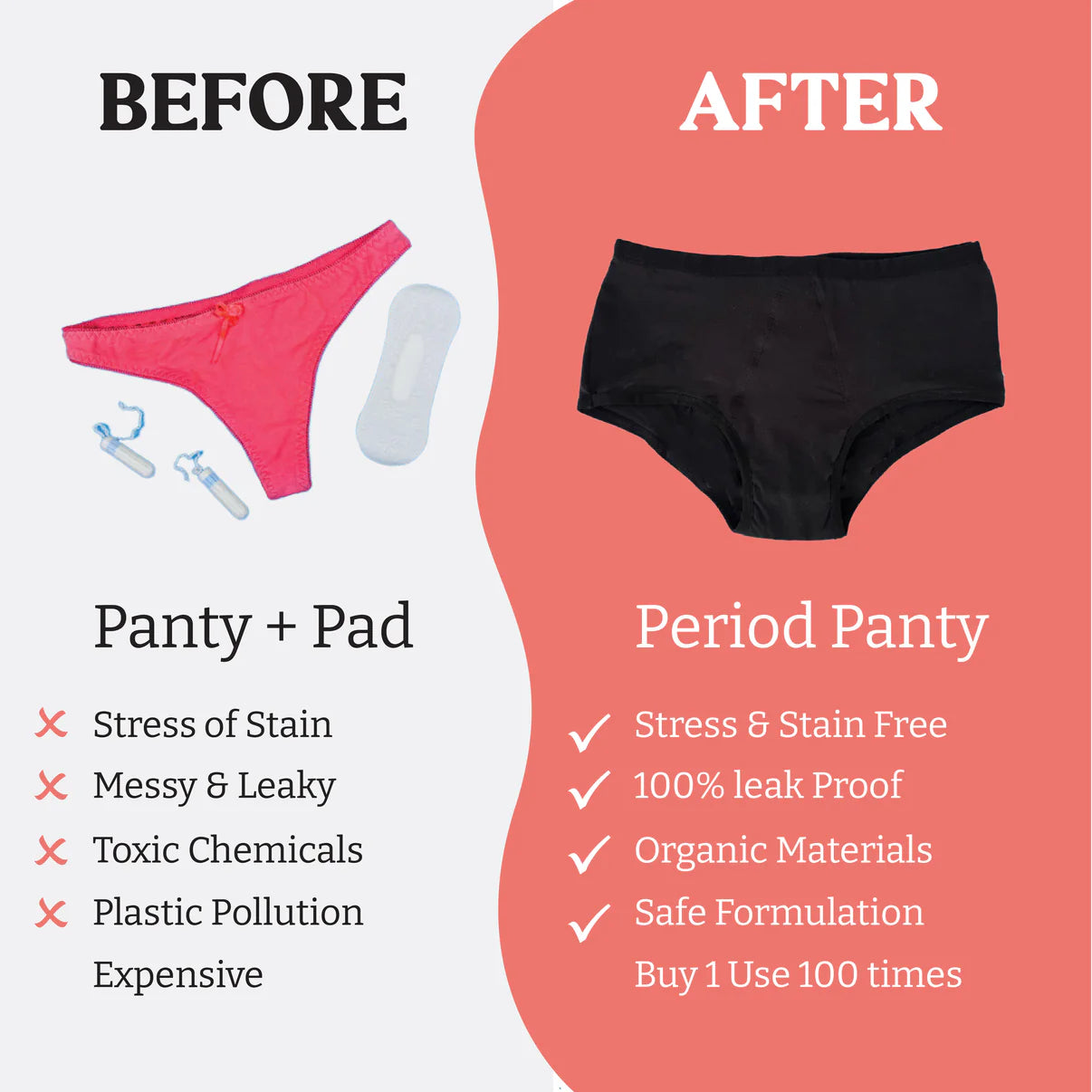Truekind® 4 Layered Leak Proof Period Panty for Heavy Flow