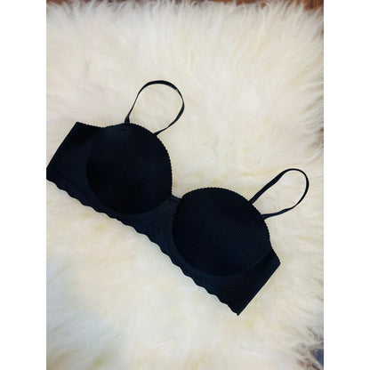 Truekind® Imported Seamless Floral Pattern Padded Bra – Black Edition 🎁