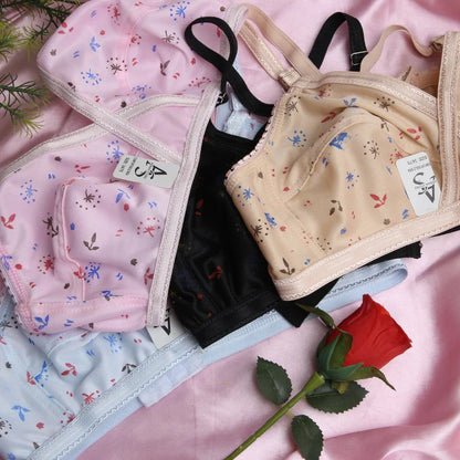 4 Piece Comfortable Printed jersey bra [Pack of 4] 🎁